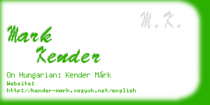 mark kender business card